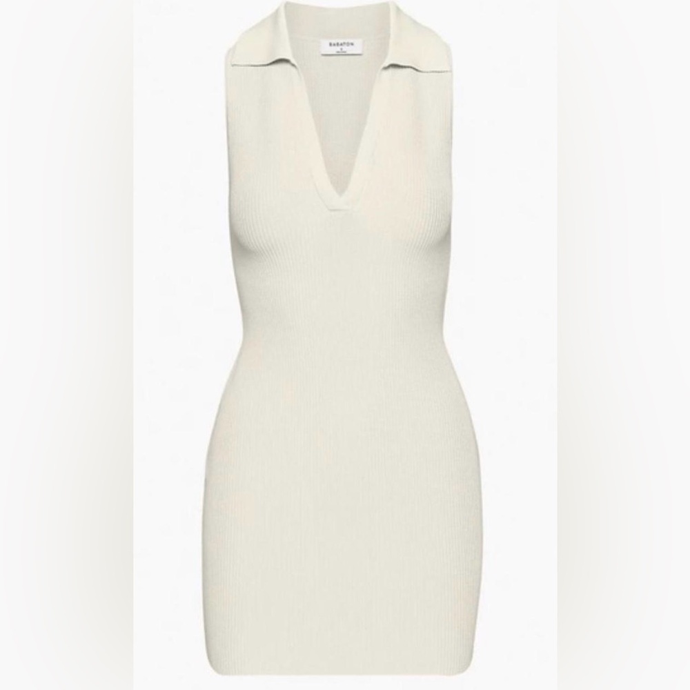 Aritzia Beige Babaton Sculpt Knit Polo Dress. Size Small.